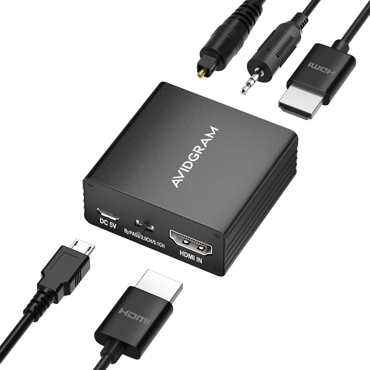 4K HDMI аудіо екстрактор, AVIDGRAM HDMI HDMI конвертер зі стереовиходом + SPDIF сумісний 4K 30 Гц, 1080p, HDCP 1.4, 3D, фото 1