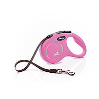 Поводок рулетка для собак мелких и средних пород Flexi New Classic S 5 м до 15 кг розовый IN, код: 7722008