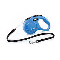 Поводок рулетка для собак мелких и средних пород Flexi New Classic S 5 м до 12 кг синий IN, код: 7722013