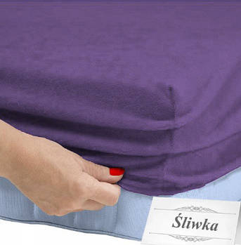 Махрове простирадло на гумці Roza Фіолетове 180х200+20 см