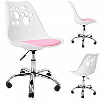Кресло офисное, компьютерное Bonro B-881 белое с розовым сиденьем - MegaLavka