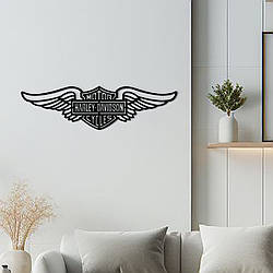 Дерев'яний декор в кімнату, Сучасна картина для інтер'єру "Harley Davidson", декоративне панно 35x10 см