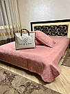 Стьобане рожеве покривало на ліжко з наволочками двоспальне 210*230см, фото 2