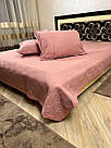 Стьобане рожеве покривало на ліжко з наволочками двоспальне 210*230см, фото 3