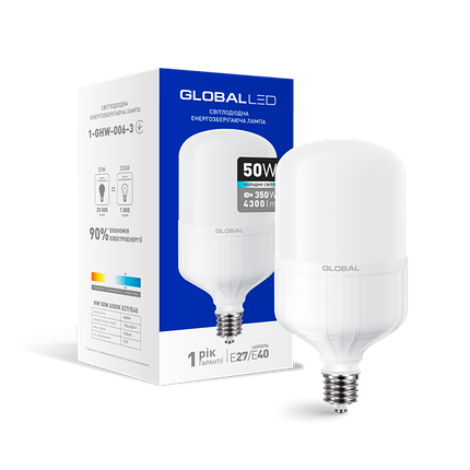 Світлодіодна лампа високопотужна GLOBAL 1-GHW-006-3 50W 6500K E27/Е40 Код.57059, фото 1