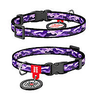 Ошейник для собак нейлоновый WAUDOG Nylon Фиолетовый камо пластиковый фастекс Ш 10 мм Дл 20-3 IN, код: 7562848