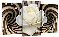 Модульная картина Декор Карпаты в гостиную спальню для интерьера Абстракция с белой розой 5 IN, код: 7008771