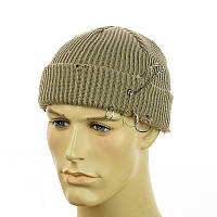 Рвана шапка-біні з Кільцями і Шпильками капучіно