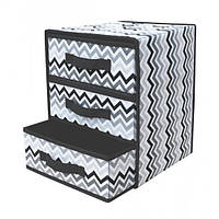 Органайзер для хранения вещей Handy Home Zigzag с 3 выдвижными ящиками, 30х30х36 см Черно-белый (GK)