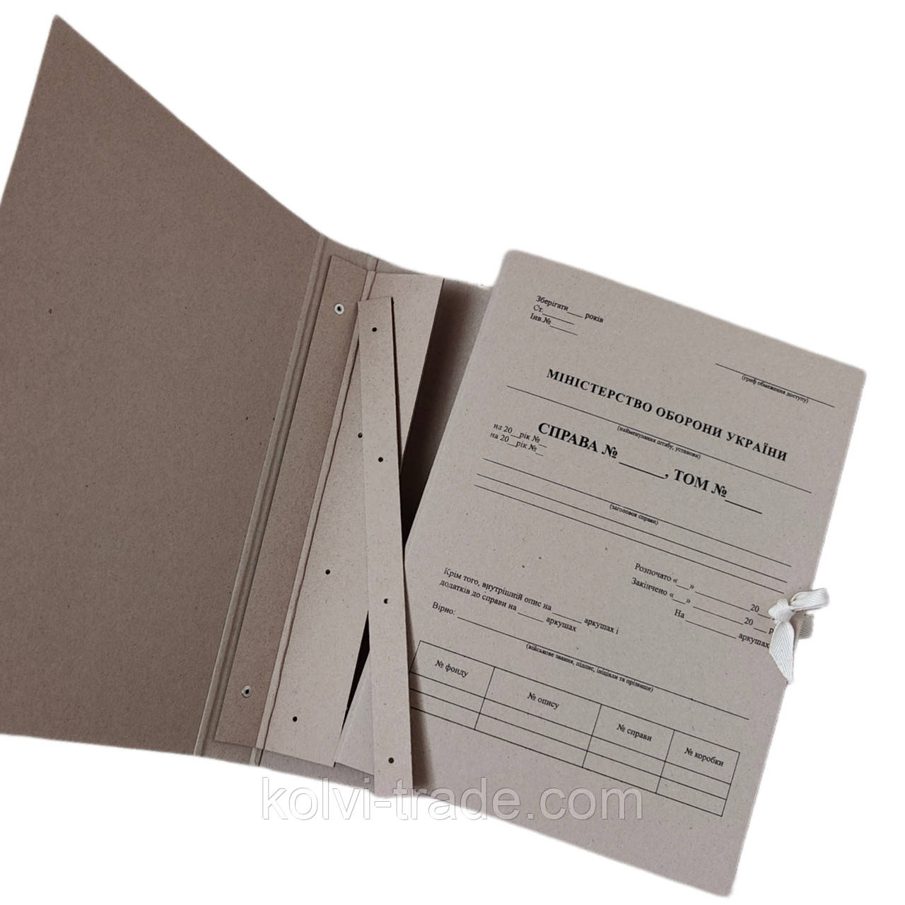 Архівна папка МО 320*230мм з титульною сторінкою на зав'язках, кор. 30 мм + планка для підшивання документів, фото 1