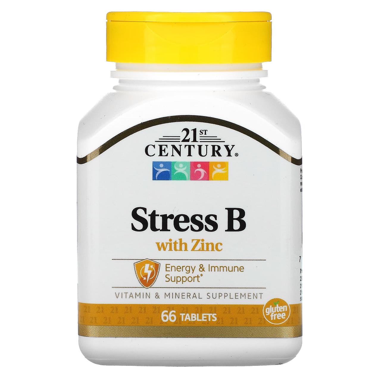 Стрес В з цинком, Stress B with Zinc, 21st Century, 66 таблеток