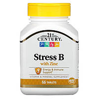 Стресс В с цинком, Stress B with Zinc, 21st Century, 66 таблеток