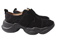 Кросівки жіночі з натуральної замші на низькому ходу колір Чорний Vadrus 324-21DTC 37 IN, код: 7394483