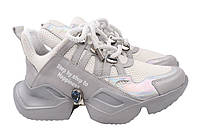 Кросівки жіночі з натуральної шкіри на низькому ходу на шнурівці колір Сірий Aquamarin 1964-2 IN, код: 7394493