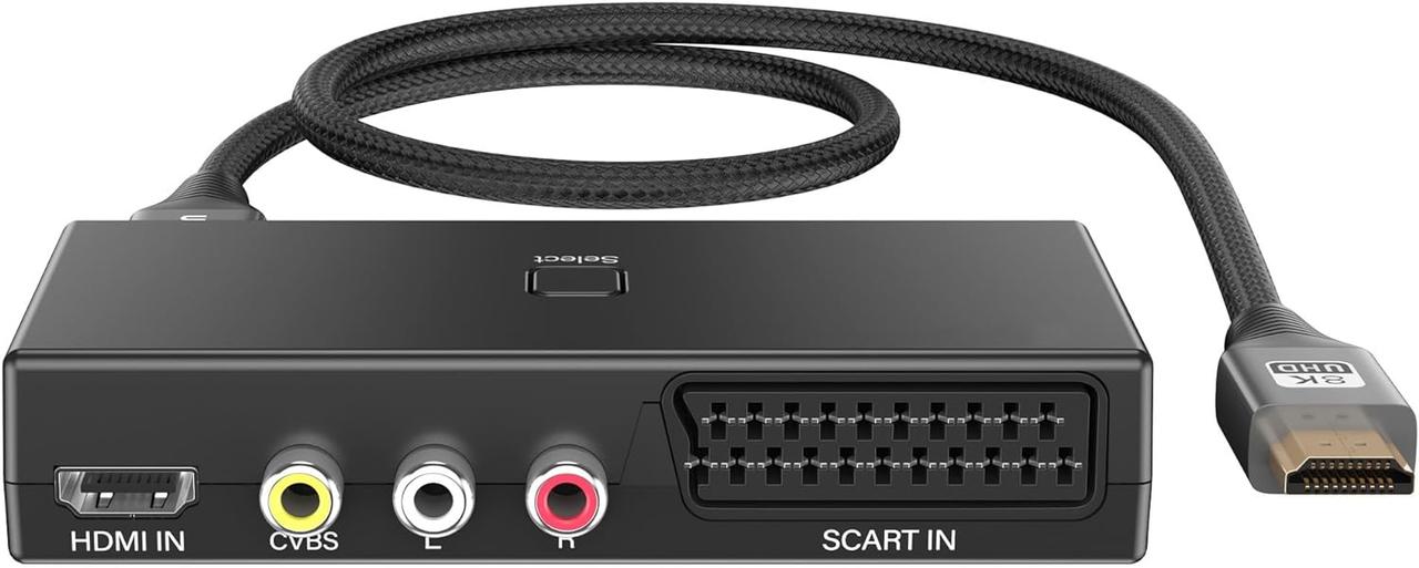 Uhddadi конвертер SCART в HDMI, AV-адаптер в HDMI вихід 3 в 1, підтримка (RCA+SCART + HDMI вхід), фото 1