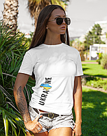 Женская футболка Mishe Принтованная с надписью Ukraine 46 Белый (1824880199) IN, код: 7955540