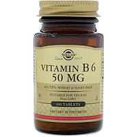 Пиридоксин Solgar Vitamin B6 50 mg 100 Veg Tabs ET, код: 7527184