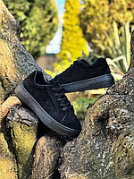 Красивые женские кроссовки черного цвета из экозамши на шнуровке размеры с 36 по 41