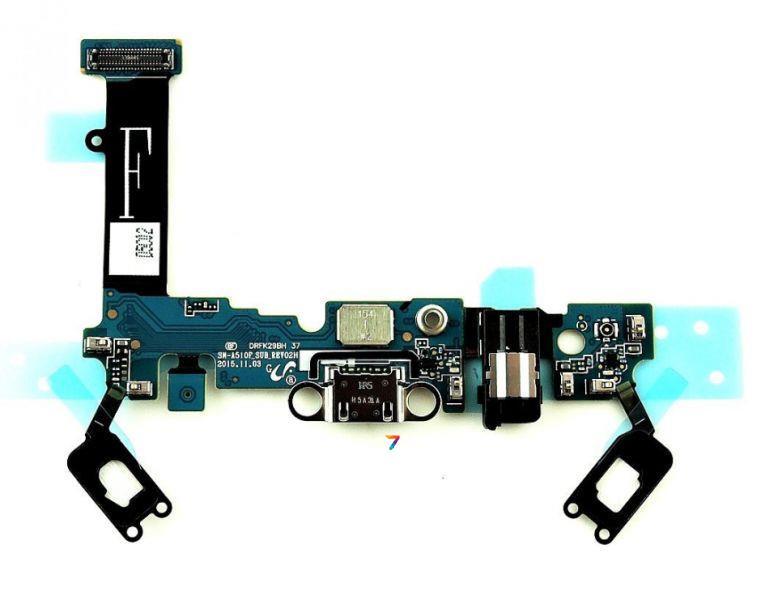 Шлейф для Samsung A510F, A510FD, A510M, A510Y, A510 конектора навушників, конектора заряджання з мікрофоном