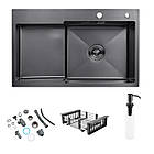 Раковина на кухню Kroner KRP Schwarze 7848RHM PVD 3,0/1,0 мм прямокутна з нержавіючої сталі, фото 2