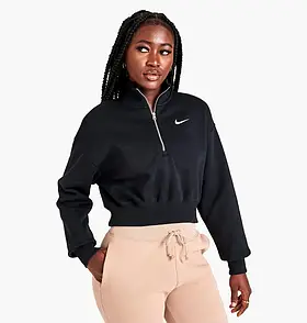AllOriginal com ua Світшот Nike Sportswear Phoenix Fleece Oversized Half-Zip Crop Sweatshirt Black Dq5767-010
