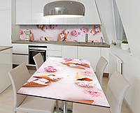 Наклейка 3Д виниловая на стол Zatarga «Мороженое и пионы» 650х1200 мм для домов, квартир, сто IN, код: 6439778