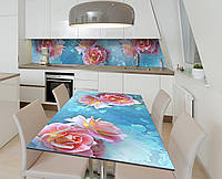 Наклейка 3Д виниловая на стол Zatarga «Цветы шиповника» 650х1200 мм для домов, квартир, столо IN, код: 6439887