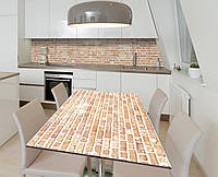 Наклейка 3Д виниловая на стол Zatarga «Красный кирпич» 600х1200 мм для домов, квартир, столов IN, код: 6440198