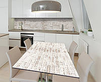Наклейка 3Д виниловая на стол Zatarga «Серо-белый кирпич» 600х1200 мм для домов, квартир, сто IN, код: 6440204