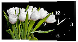 Настінний годинник на полотні Декор Карпати c246 Білий тюльпан (Dww72696) KB, код: 1224760