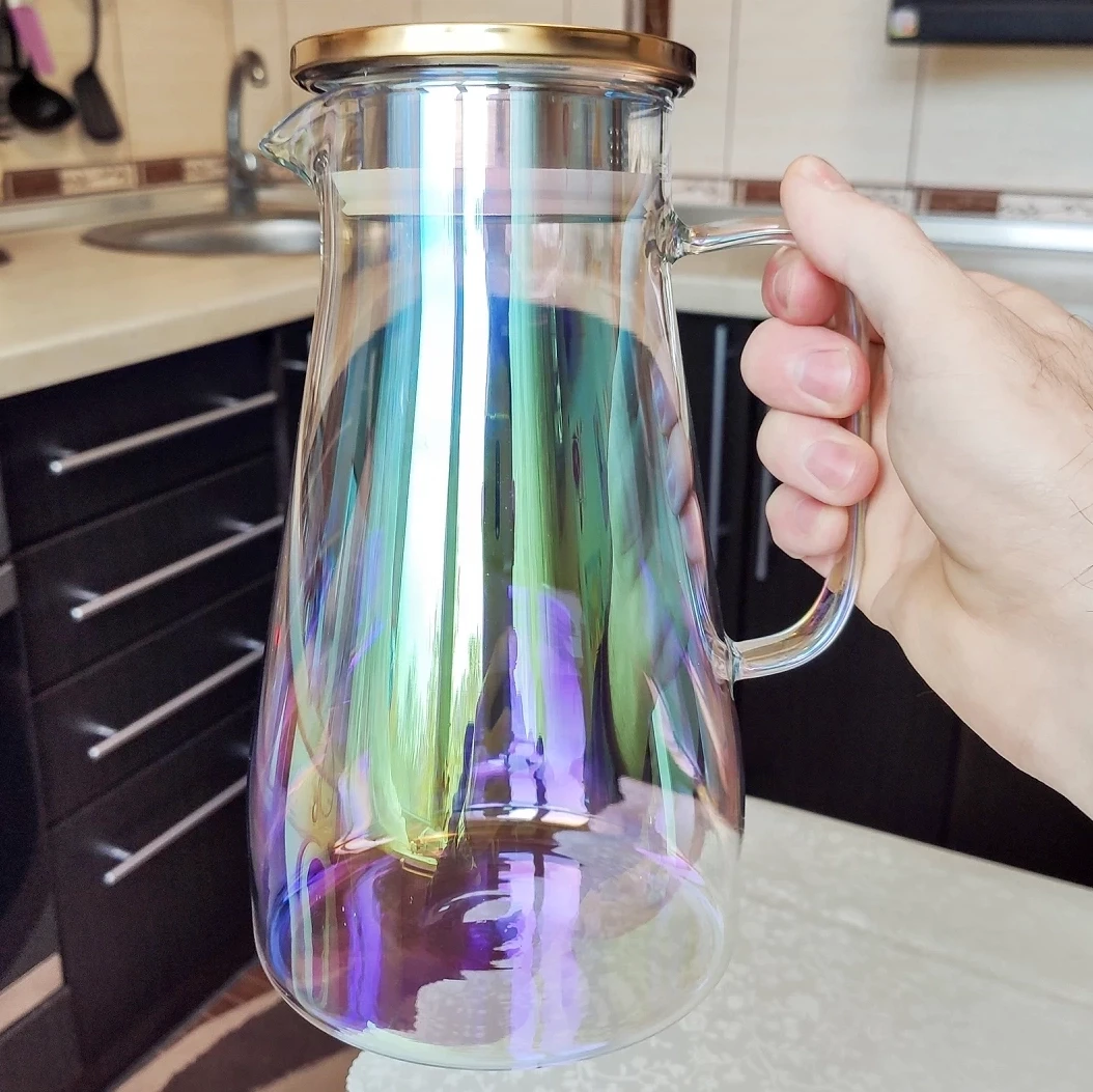 Глек із кришкою скляний "Аква", 1600мл, Градієнт