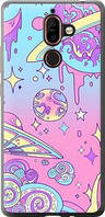 Чехол на Nokia 7 Plus Розовая галактика из силикона FCh_0006078