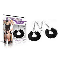 Наножники с черным мехом Lovetoy Fetish Pleasure Fluffy Leg Cuffs KB, код: 8367663