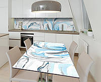 Наклейка 3Д виниловая на стол Zatarga «Бирюзовые волны» 650х1200 мм для домов, квартир, столо IN, код: 6441176