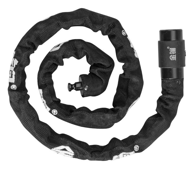 Замок велосипедний цепний під ключ протиугінний товщина цепа 6мм довжина 1м, фото 1