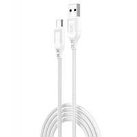 Кабель XO NB235 Zebra series Braided 2.4A USB to Type C 1 m Белый ET, код: 8215821