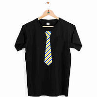 Футболка черная с патриотическим принтом Арбуз Патриотический галстук - сине-желтая полоска P IN, код: 8067095