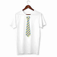 Футболка белая с патриотическим принтом Арбуз Патриотический галстук - сине-желтая полоска Pu IN, код: 8067100