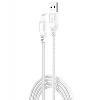 Кабель XO NB235 Zebra series Braided 2.4A USB to Lightning 1 m Белый ET, код: 8217891