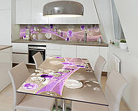 Наклейка 3Д виниловая на стол Zatarga «Стеклянные капли» 650х1200 мм для домов, квартир, стол IN, код: 6441735