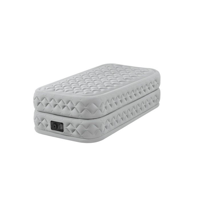 Односпальне велюрове надувне ліжко Intex 64462, серея, вбудованим насосом 220V, 191 х 99 х 51 cm, фото 1