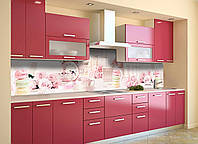 Наклейка на скинали Zatarga на кухню «Розовый Ажур» 600х2500 мм виниловая 3Д наклейка кухонны IN, код: 5866916