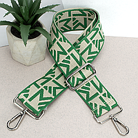 Ремінь для сумки текстильний Virginia Conti 50 мм R_letters_silver з карабінами зелений