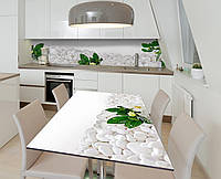 Наклейка 3Д виниловая на стол Zatarga «Белая галька» 600х1200 мм для домов, квартир, столов, IN, код: 6442411