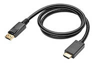 Кабель монітора-адаптер Lucom DisplayPort-HDMI M M (HDMIекран) 2.0m v1.1 1080p D7.3mm чорний ET, код: 7454086