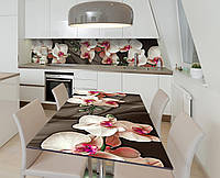 Наклейка 3Д виниловая на стол Zatarga «Одеяло из орхидей» 600х1200 мм для домов, квартир, сто IN, код: 6442723