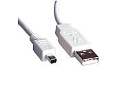Кабель пристроїв Roline USB2.0 A-mini 4p M M 1.8m Mitsumi D3.5mm білий (11.02.8618) ET, код: 7454314