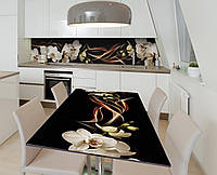 Наклейка 3Д виниловая на стол Zatarga «Орхидея в шоколаде» 650х1200 мм для домов, квартир, ст IN, код: 6511972
