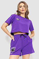 Костюм женский повседневный футболка+шорты фиолетовый 198R121 Ager M FS, код: 8228216