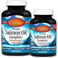 Жир лосося Carlson Labs Salmon Oil Complete 120+60 Soft Gels KM, код: 7645844